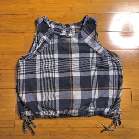 REI Tops - REI Plaid Linen and Hemp Sleeveless Cinched Country Top Natural Soft Neutral